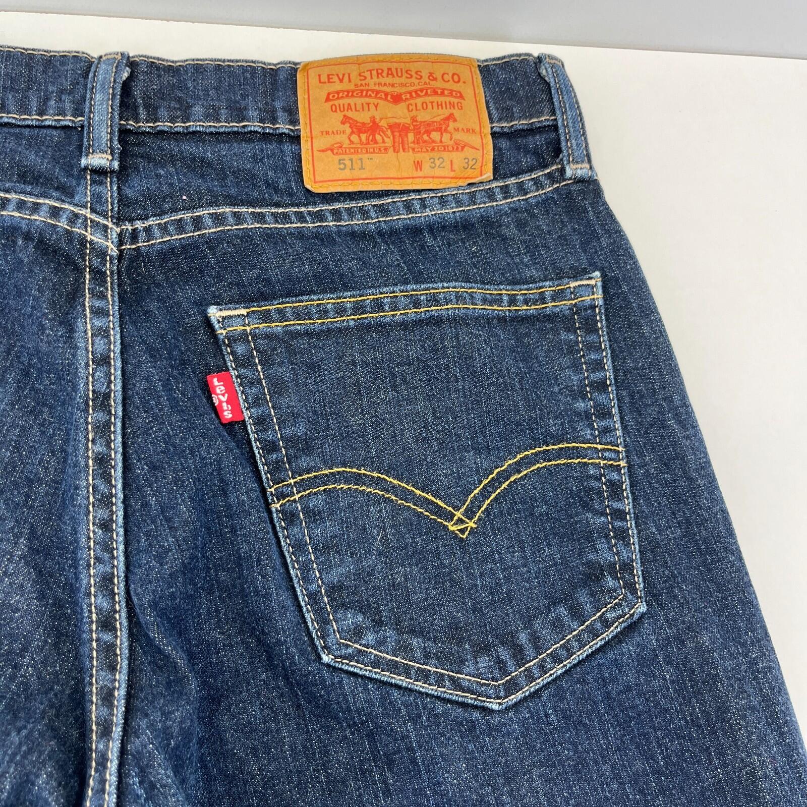 Levis 511 Slim Fit Jeans W32 L32 Blue Denim Straight Leg Mens Casual