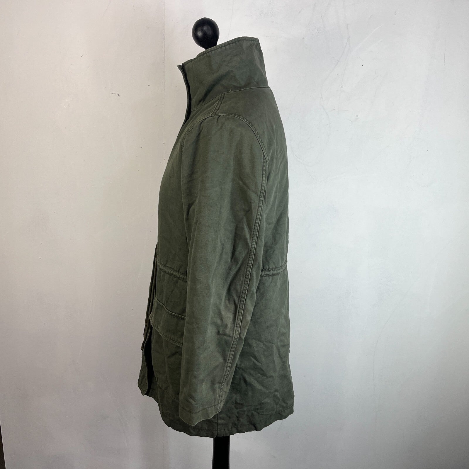 Old Navy Womens Khaki Green Parka Vintage Insulated Scooter Jacket size Medium