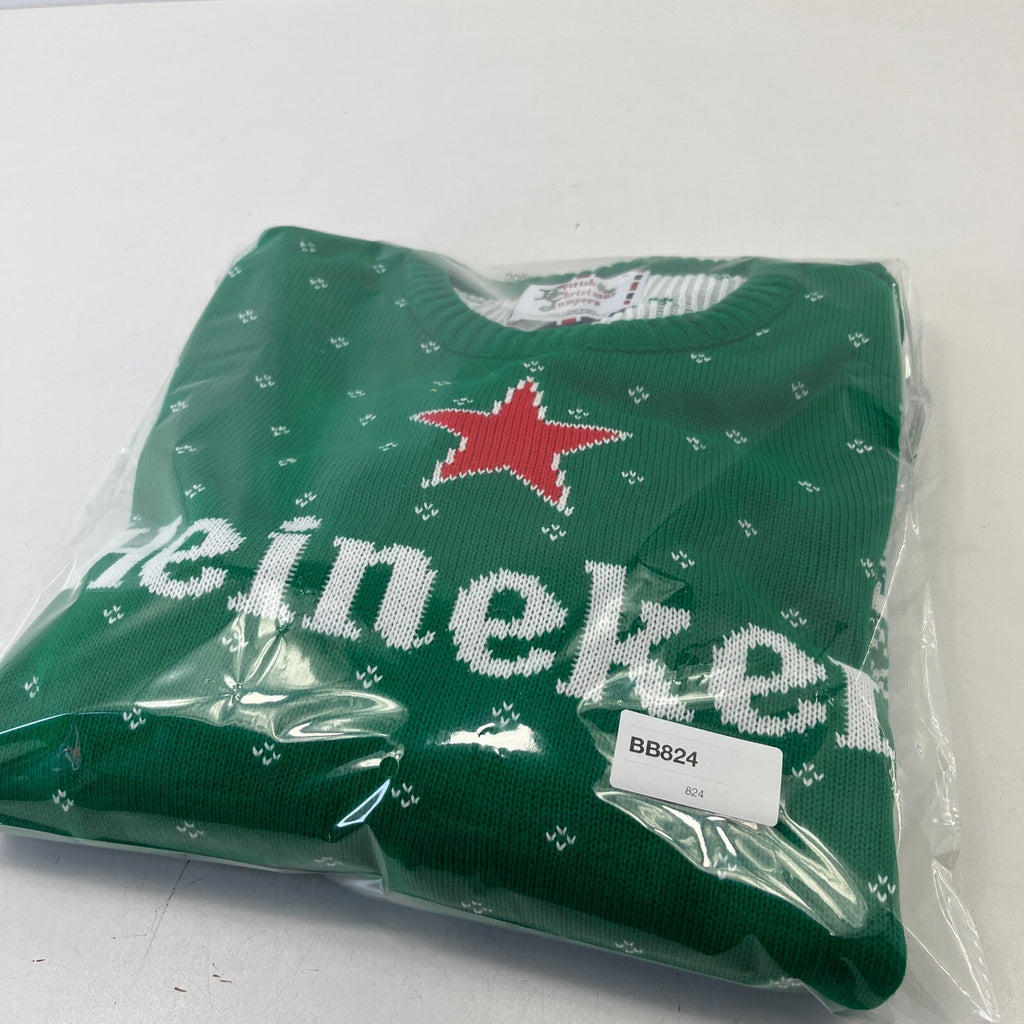 Heineken Christmas Jumper Green Men's Festive Work Party size XL