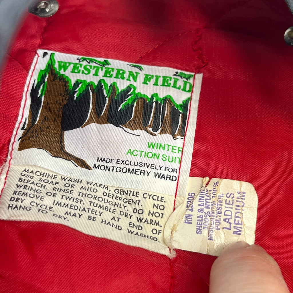 Vintage Western Field Ski Suit One Piece 90s Snowsuit Winter Black Womens size M
