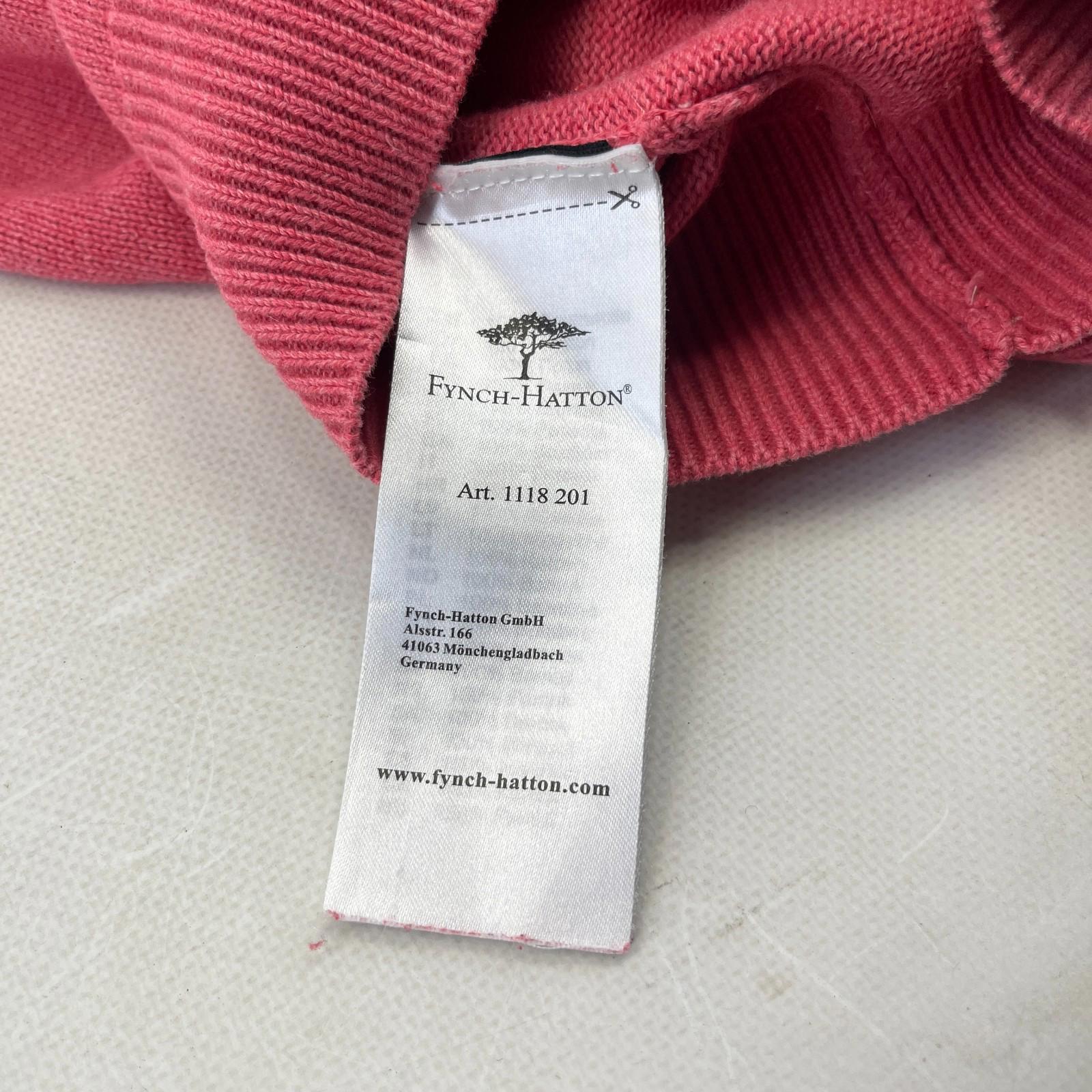 Fynch Hatton Supersoft Cotton Men's V Neck Jumper in Pastel Pink size 2XL