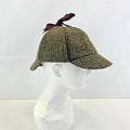 Harris Tweed Deerstalker Hat Cap Brown Herringbone size S/M Sherlock Holmes