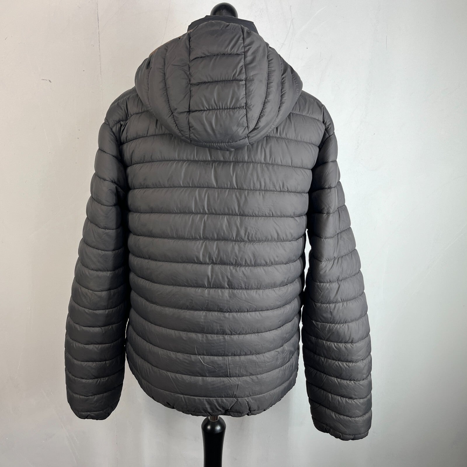 Geographical Norway Amigo Men’s Puffer Jacket XL Dark Grey Hooded Quilted Coat