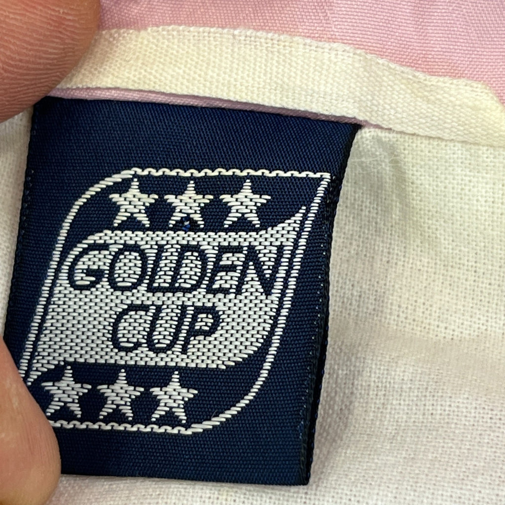 Vintage 80s 90s Golden Cup Shell Suit Track Jacket Pink Colour Block size L