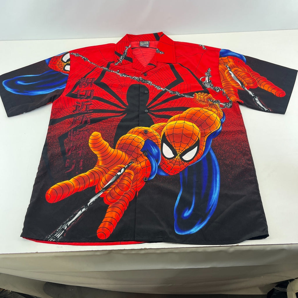 Vintage Spider-Man Shirt Mens size XL Red All Over Print Marvel Movies Y2K