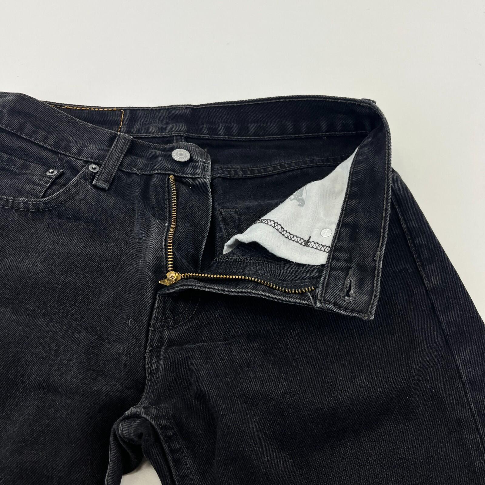Women's Levi's 505 Regular Fit Jeans W29" L30" Black Denim Straight Leg