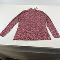M&S Collection Women's Turtle Neck Top Burgundy & White Long Sleeve Tee size 12