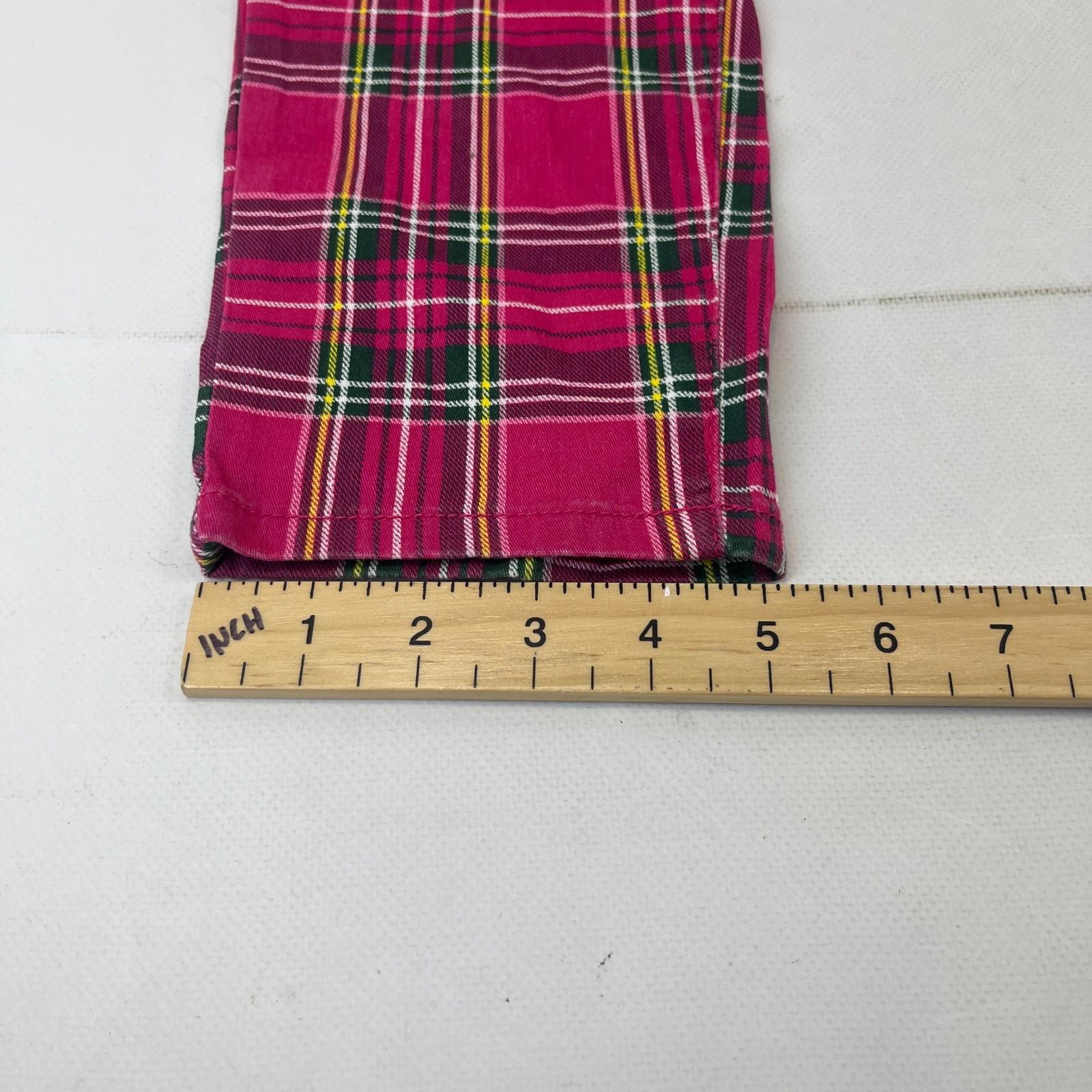 Criminal Damage Women's Pink Tartan Jeans Tapered Stretch Waist 36"