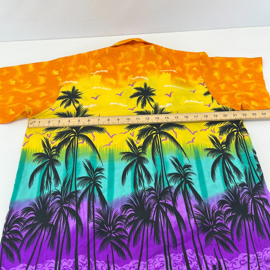 Palm Tree Mens Multicolour Hawaiian Shirt Designer Holiday Short Sleeve size M