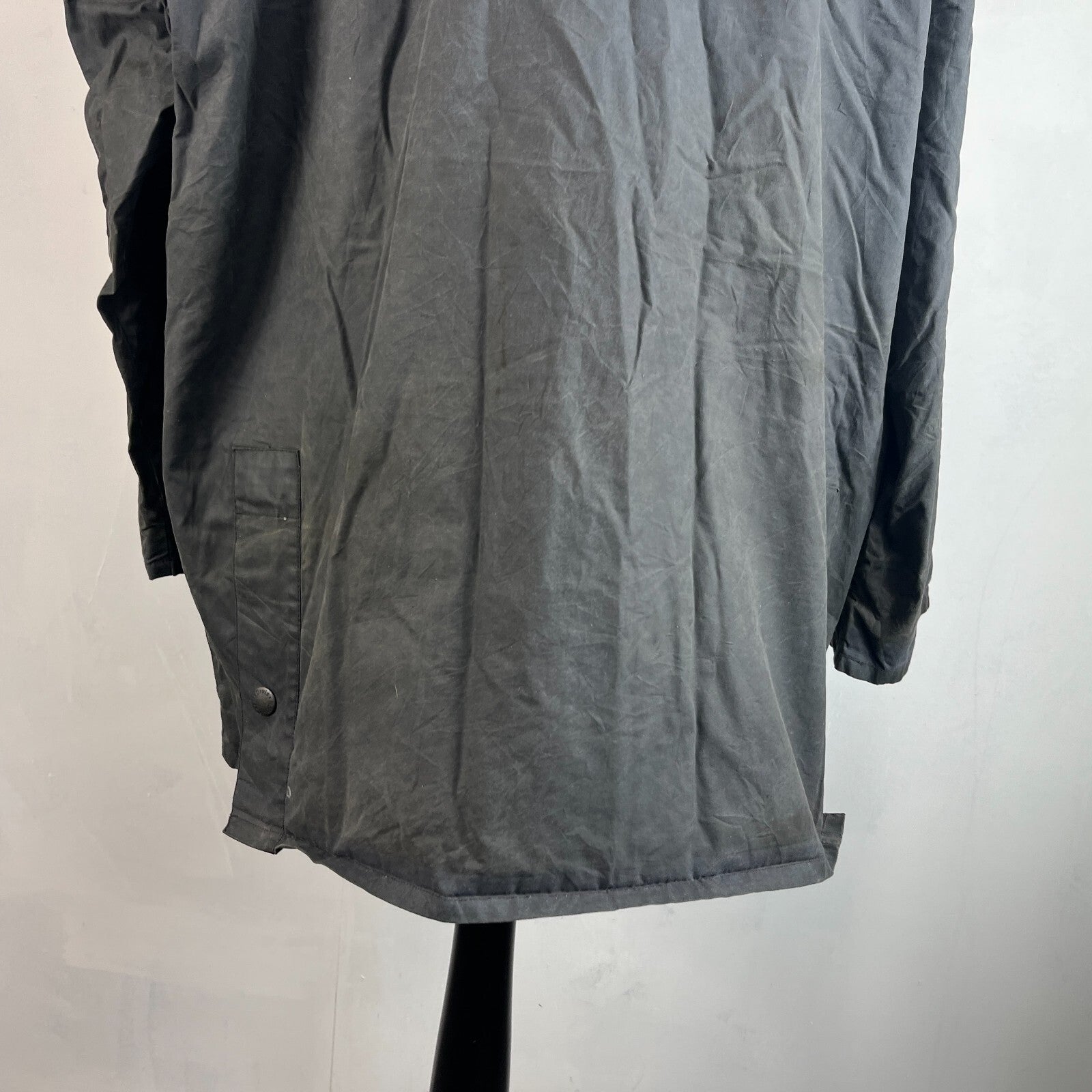 Mc Orvis Wax Jacket Mens size XL Black Waxed Riding Outdoor Coat England
