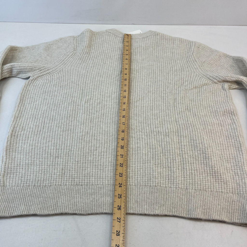 M&S Men's Wool Blend Waffle Knit Soft Crew Neck Jumper Off White Ecru 2XL New