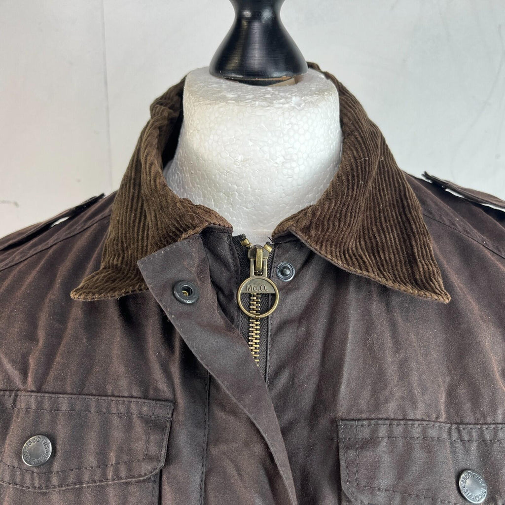 Mc Orvis Wax Jacket Womens size M Brown Waxed Coat with Belt Made in the UK