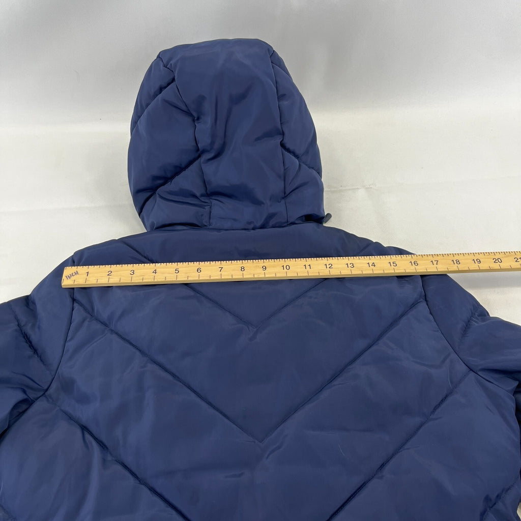 Superdry Navy Blue & Green Puffer Jacket with Hood size XS