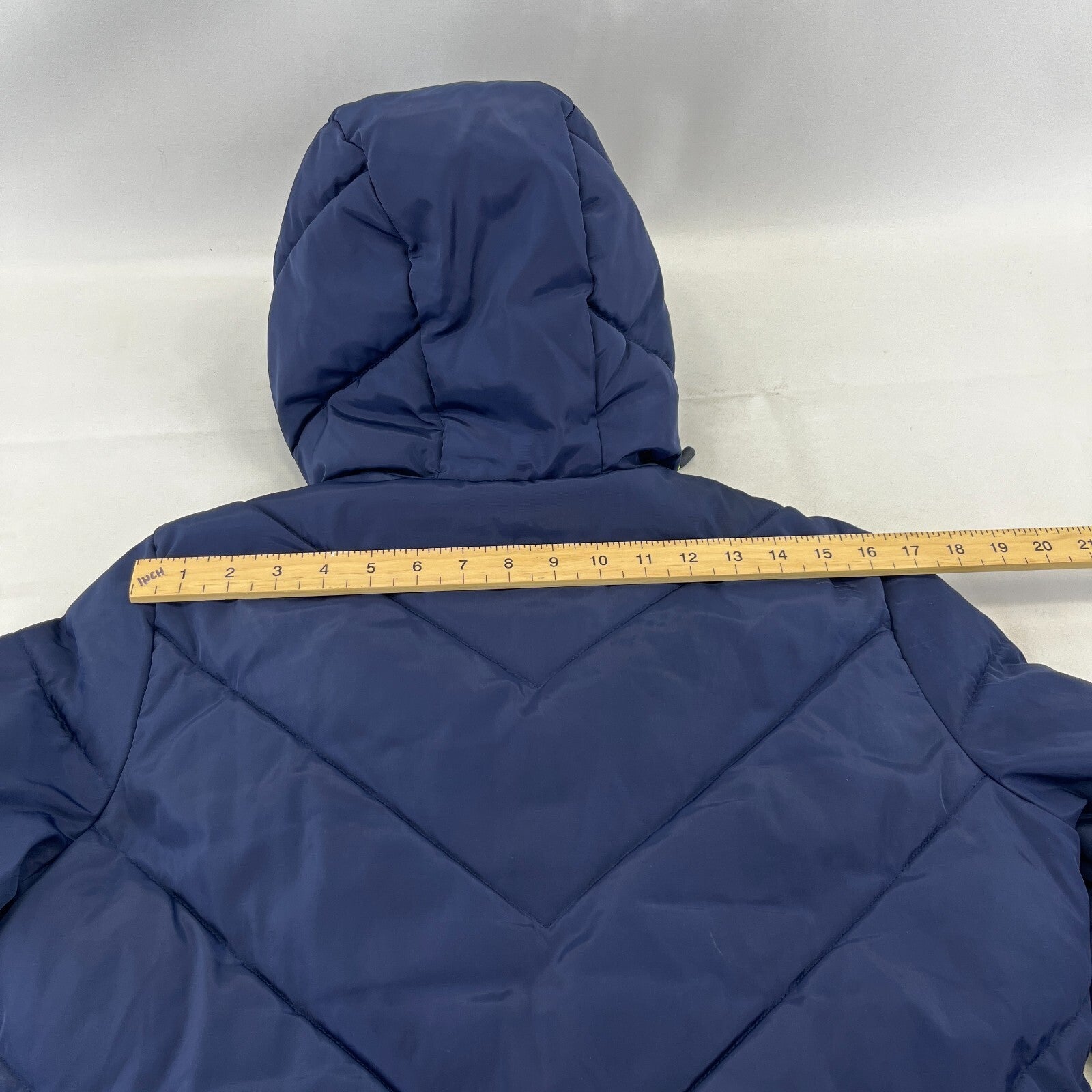 Superdry Navy Blue & Green Puffer Jacket with Hood size XS