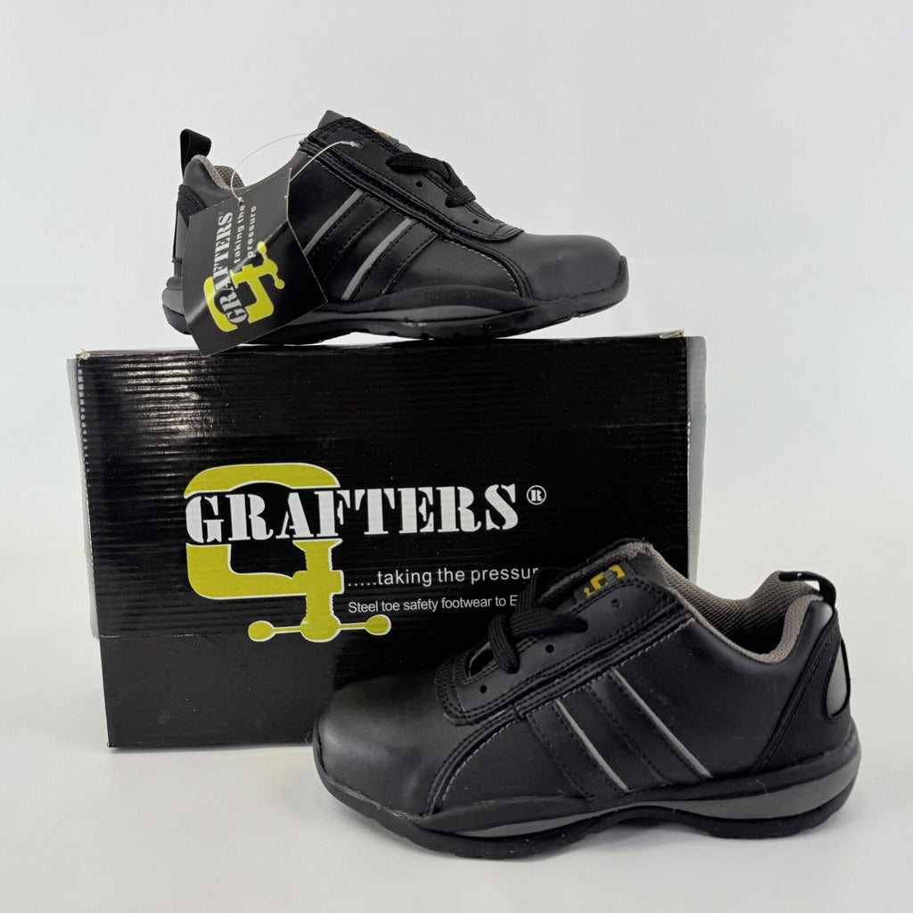 Grafters Leather Ankle Safety Boots Steel Toe Cap Lace Up Work Trainer UK size 3