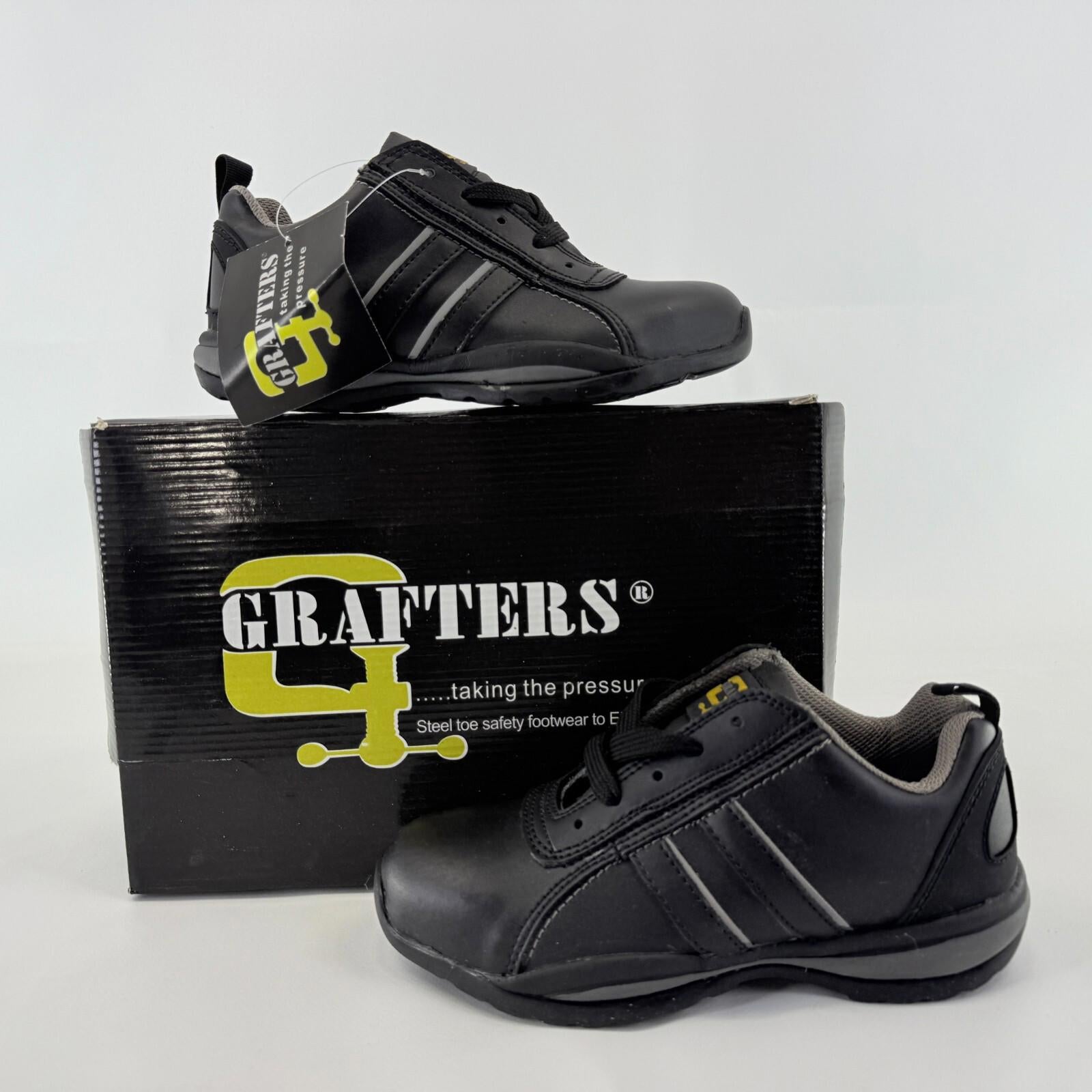 Grafters Leather Ankle Safety Boots Steel Toe Cap Lace Up Work Trainer UK size 3