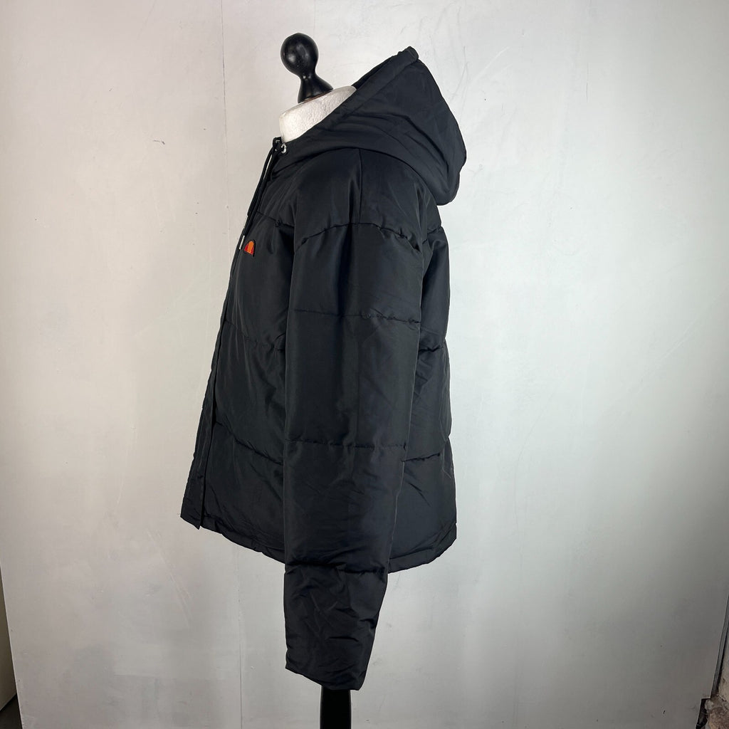 Ellesse Womens Hooded Quilted Padded Puffer Jacket in Black UK 16 - Near Mint