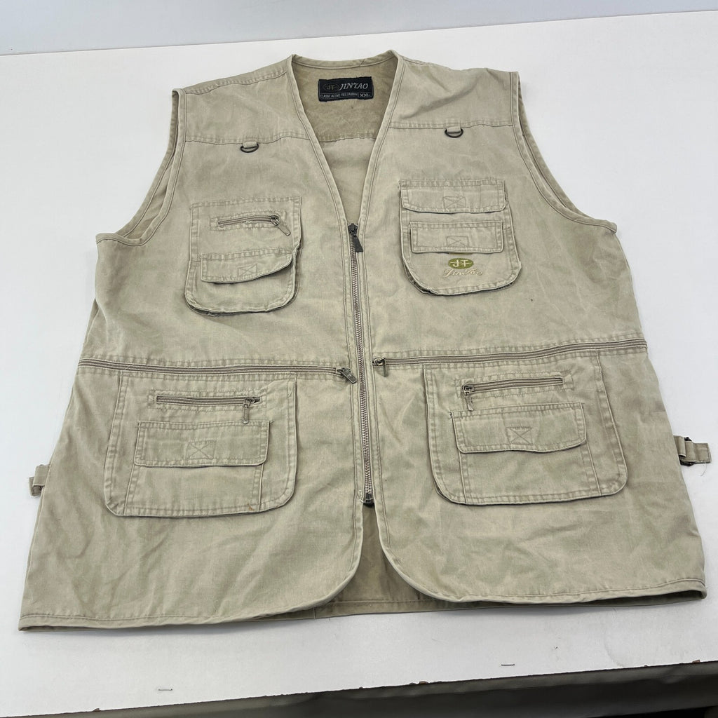 Vintage Utility Vest Cargo Tactical Techwear Khaki Beige Men’s size 2XL