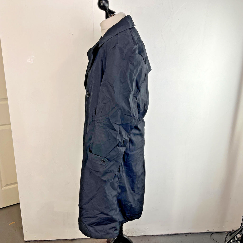 Vintage US Army Military Long Trench Coat Raincoat in Black size 42R