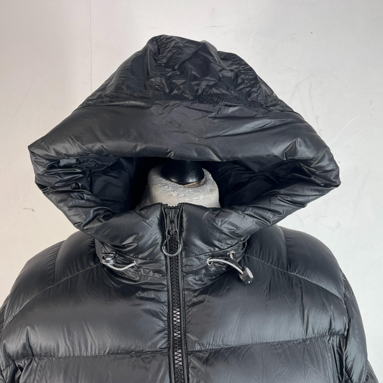 Mens Zavetti Canada Black Super Puffer Parka Jacket with Hood size Large