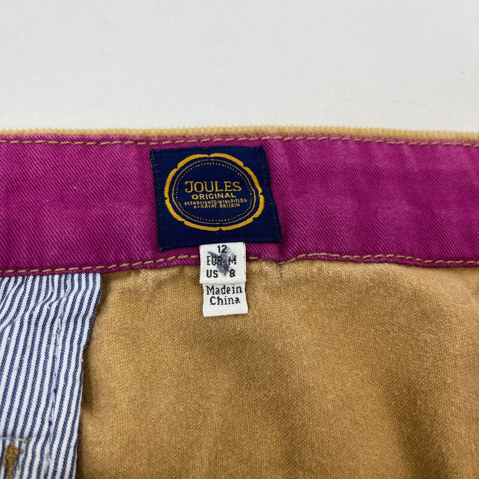 Joules Tan Brown Cord Short Skirt Corduroy Button Front with Pockets UK size 12