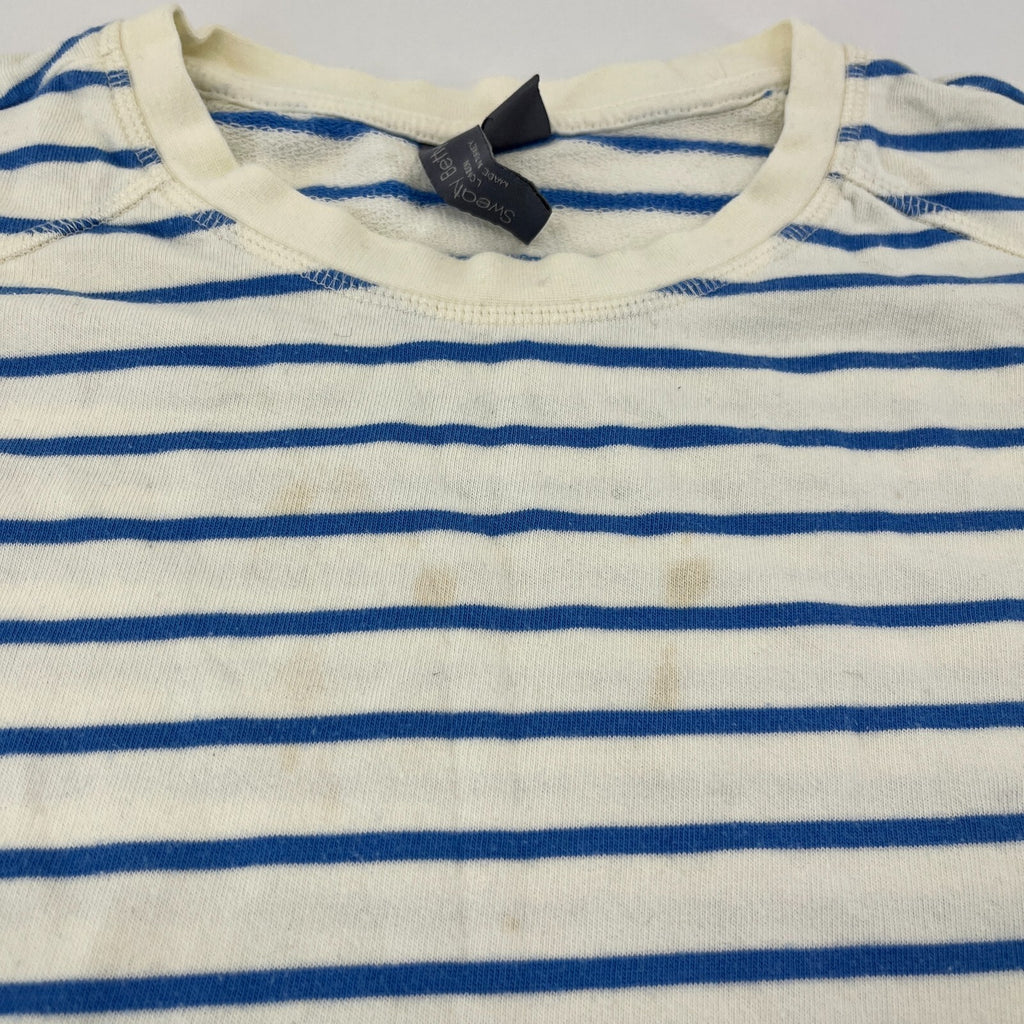 Sweaty Betty After Class Cropped Sweatshirt size XS Oversized White/Blue Striped