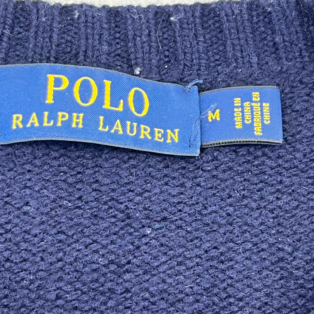 Polo Ralph Lauren Jumper Womens Medium Navy Blue Bear Wool Knit Pullover Sweater