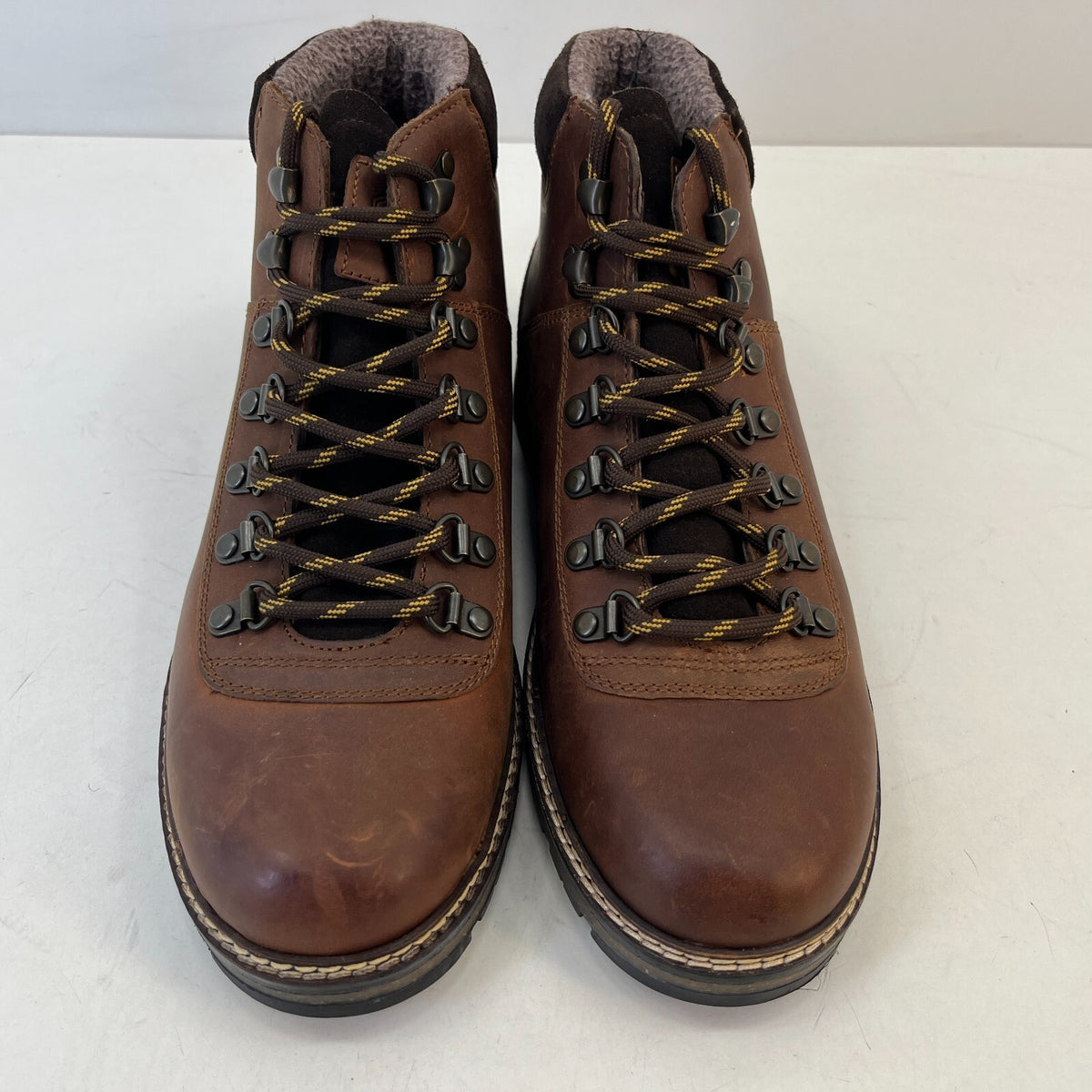 M&S Men's Leather Hiking Ankle Boots in Brown Waterproof Shock Resilient size 7