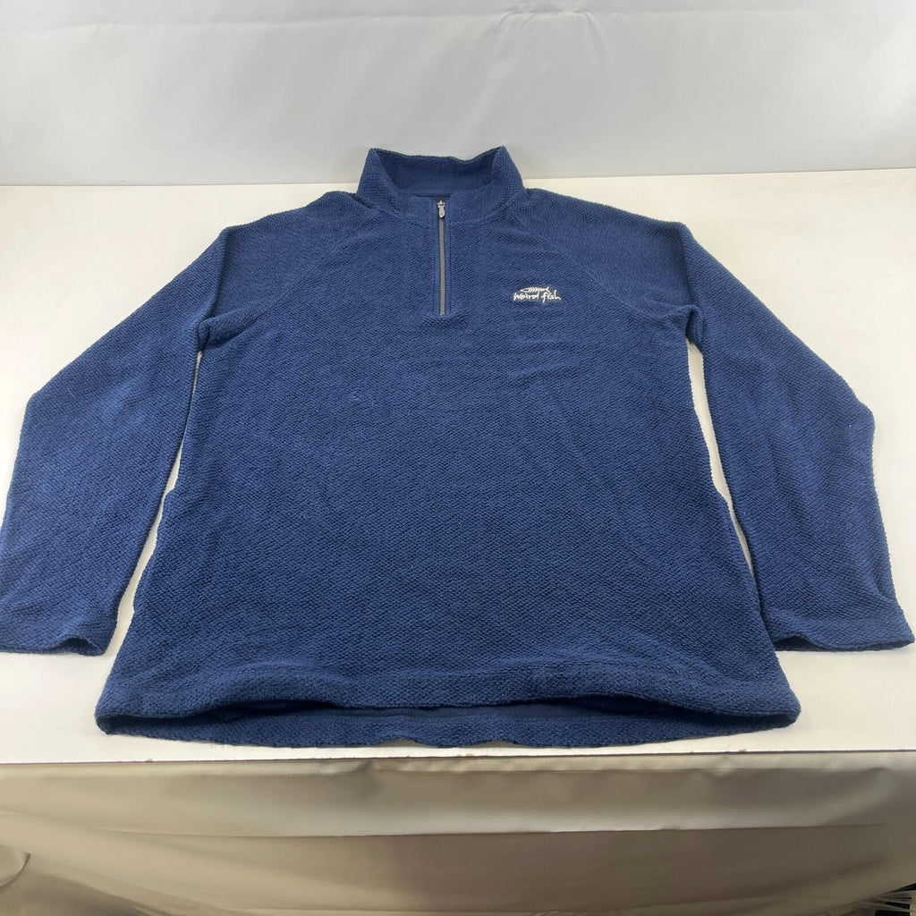 Weird Fish Men's Macaroni Fleece Pullover size XL Navy Blue 1/4 Zip