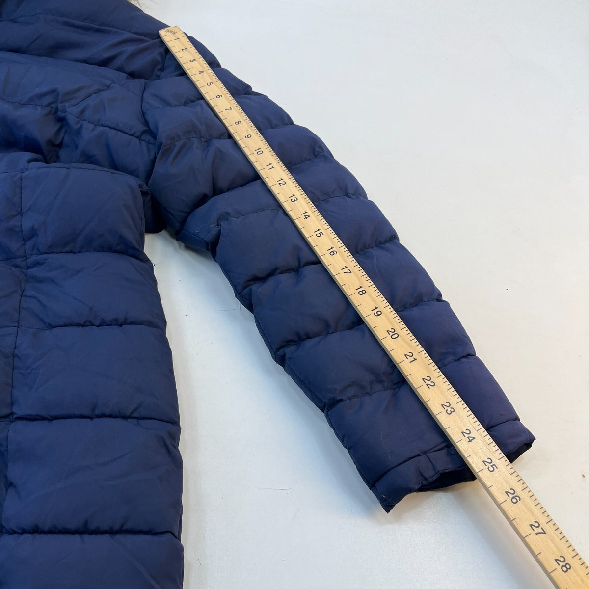 TOG24 Women’s Blue Hooded Long Puffer Coat Quilted Padded with Fur Fringe UK 18
