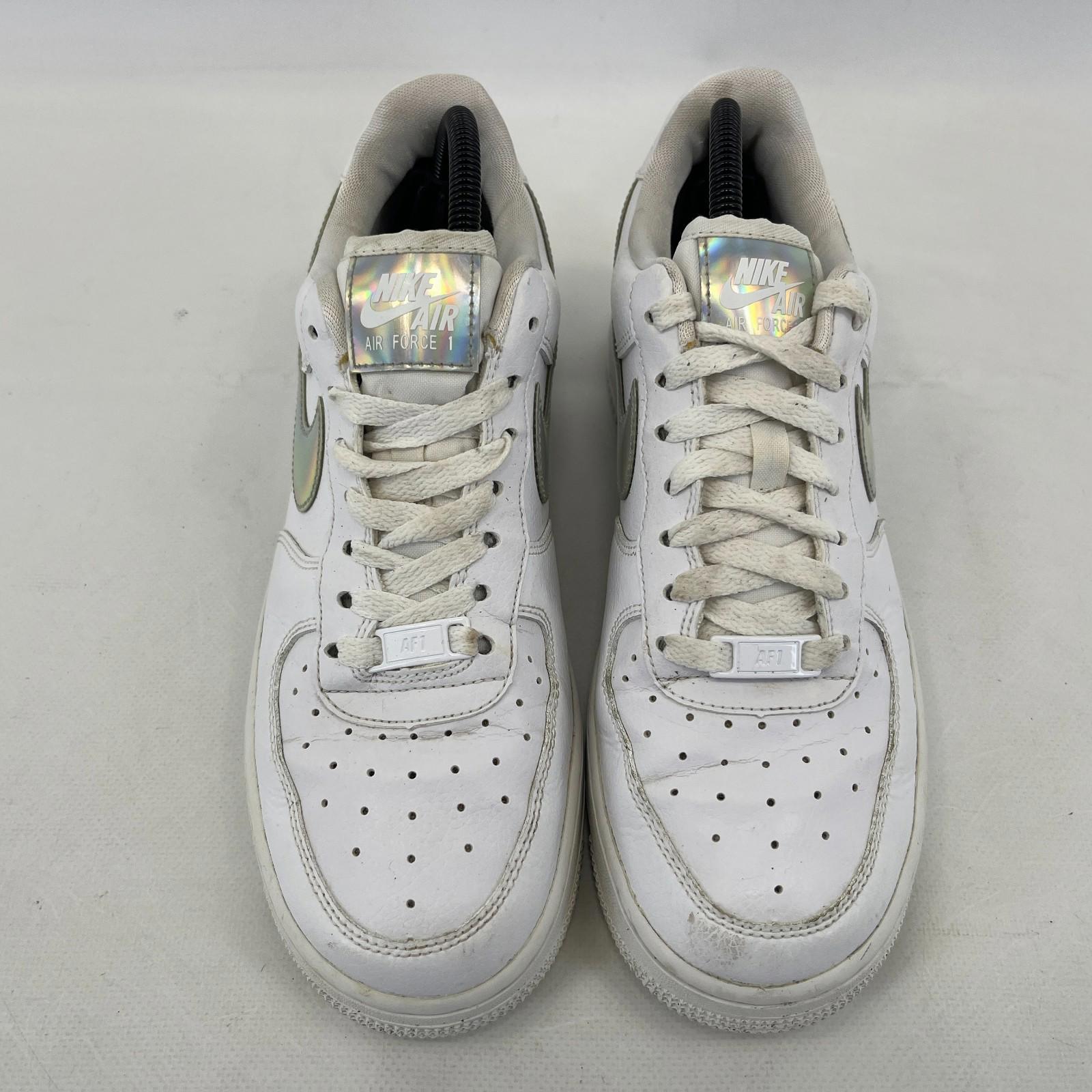 Nike Air Force 1 Trainers Women’s UK size 6 White with Holographic Swoosh AF1
