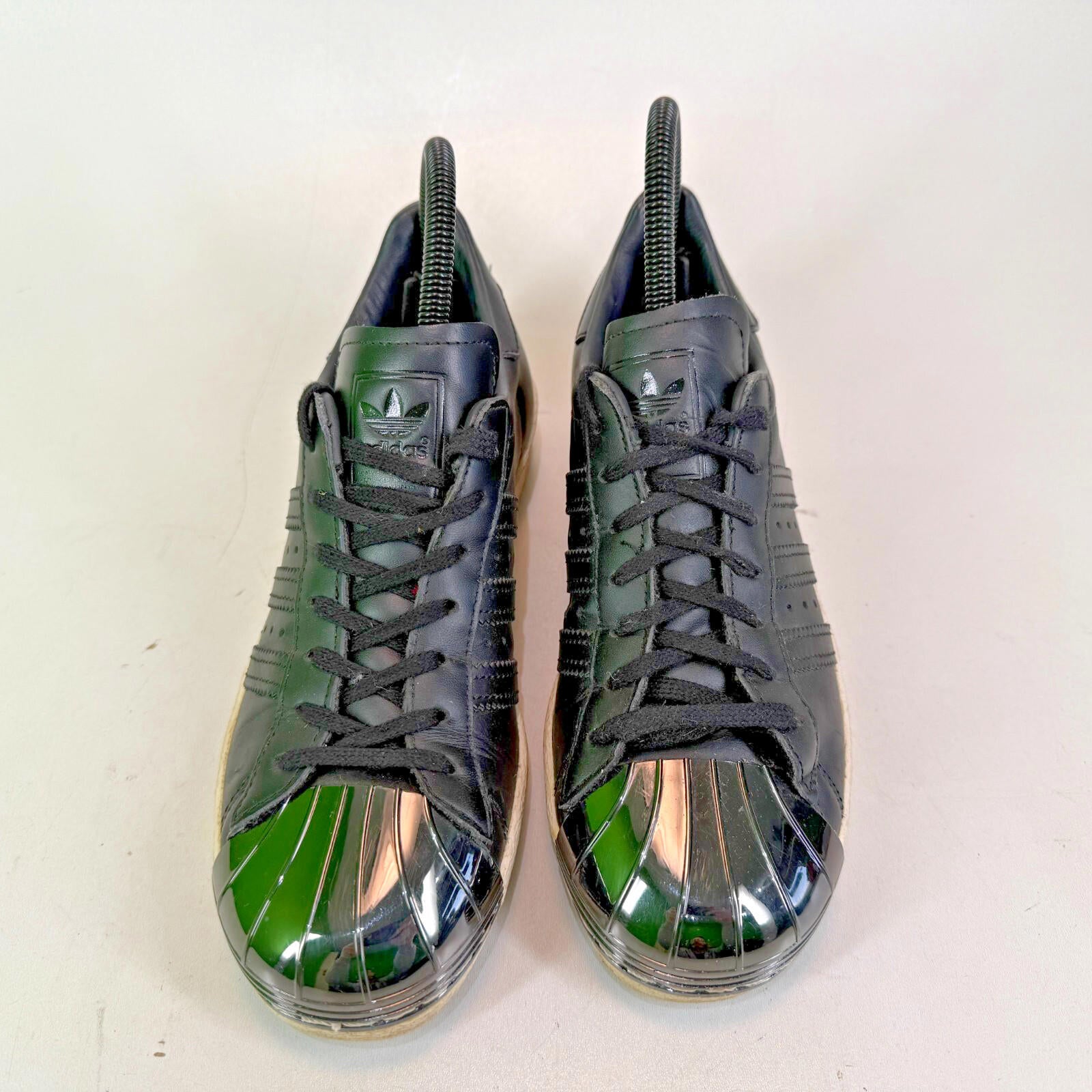 Adidas Superstar Dark Chrome Shell Toes Black Leather White Sole UK size 5