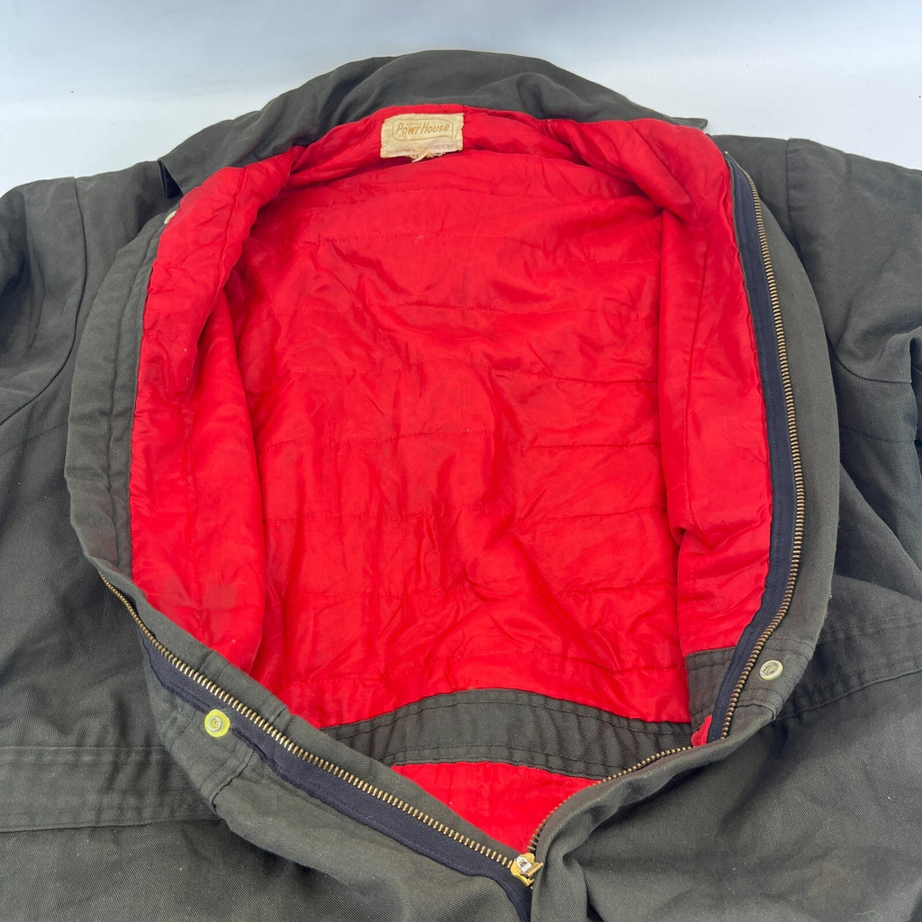 Vtg Montgomery Ward Powr House Thermal Insulated Overalls Green w/ Hood size XL