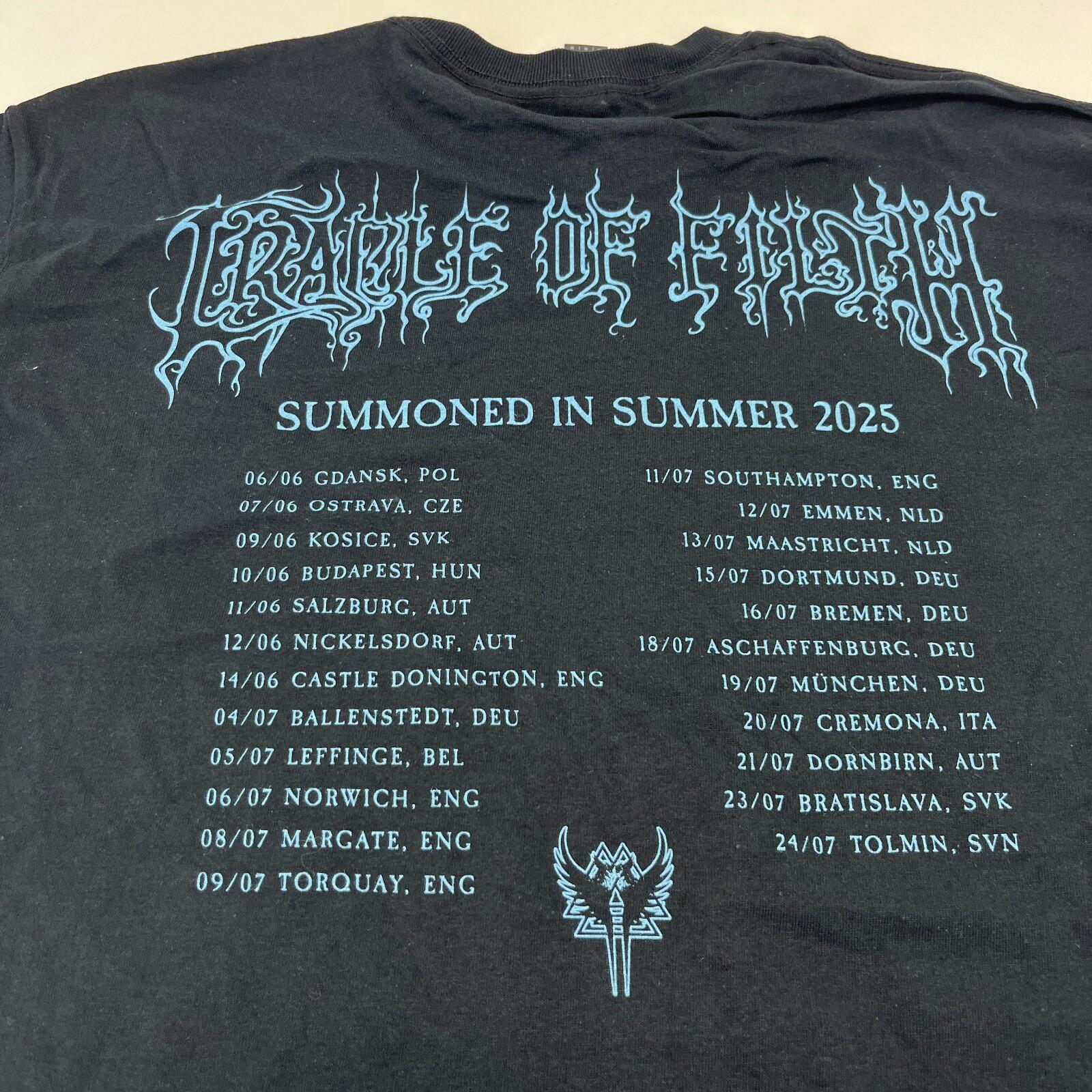 Cradle of Filth Summoned in Summer 2025 Tour T Shirt size Medium - NWOT