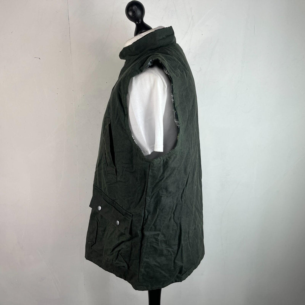 Greenbelt Waxed Gilet in Green size XL Mens Country Vest Tartan Lined Shooting