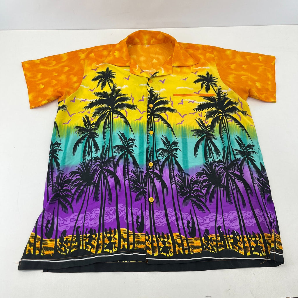 Palm Tree Mens Multicolour Hawaiian Shirt Designer Holiday Short Sleeve size M
