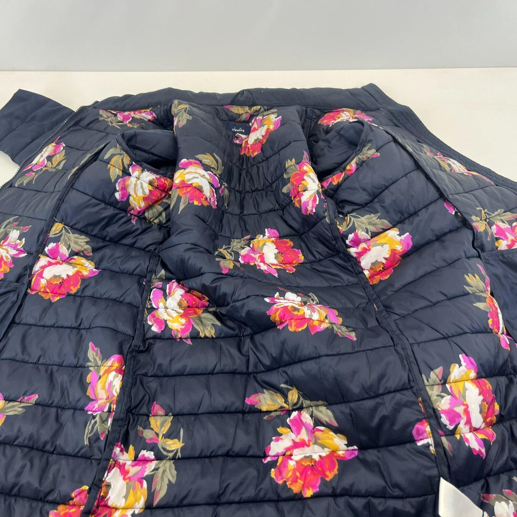 Joules Long Quilted Puffer Jacket Coat Navy Blue Women's UK size 14