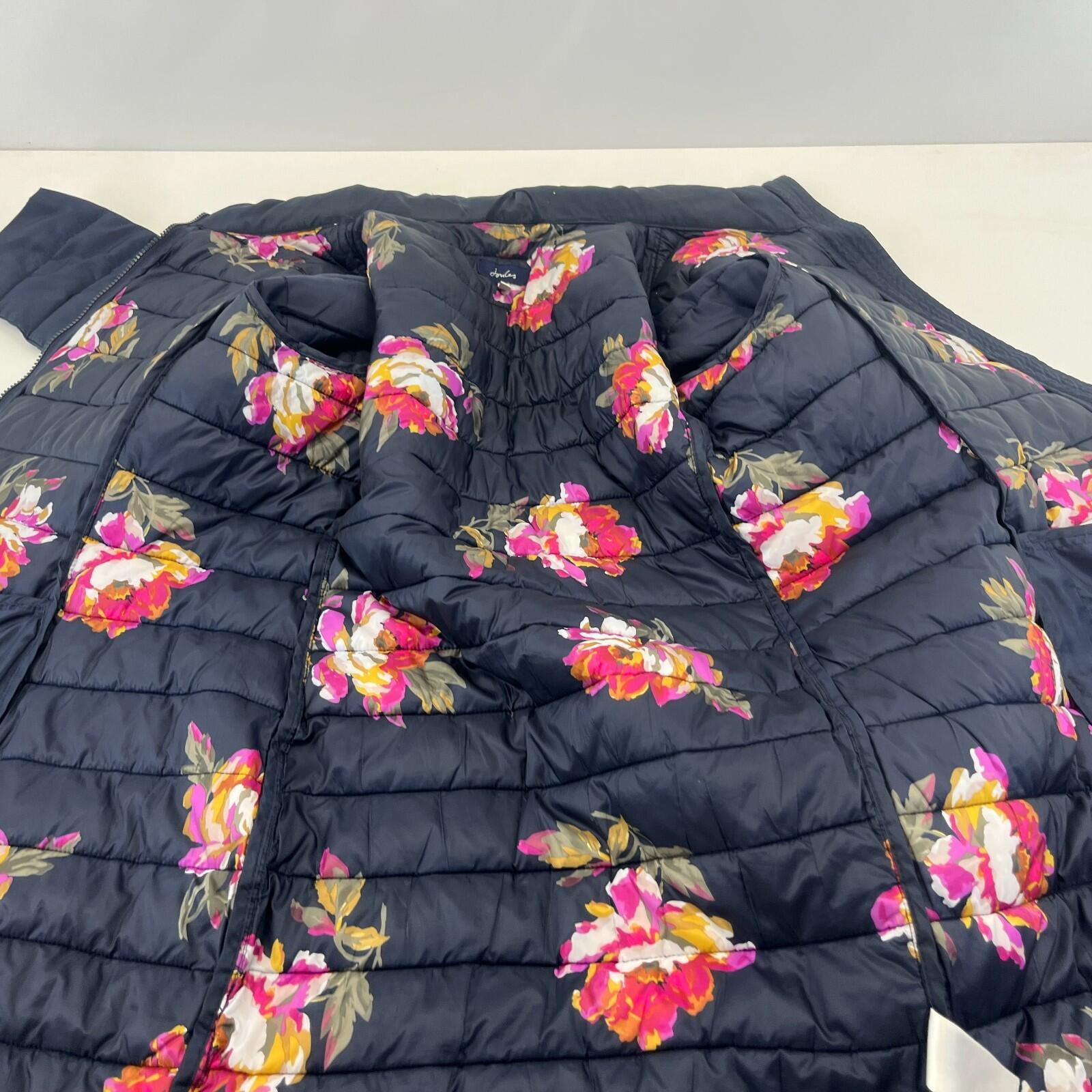 Joules Long Quilted Puffer Jacket Coat Navy Blue Women's UK size 14