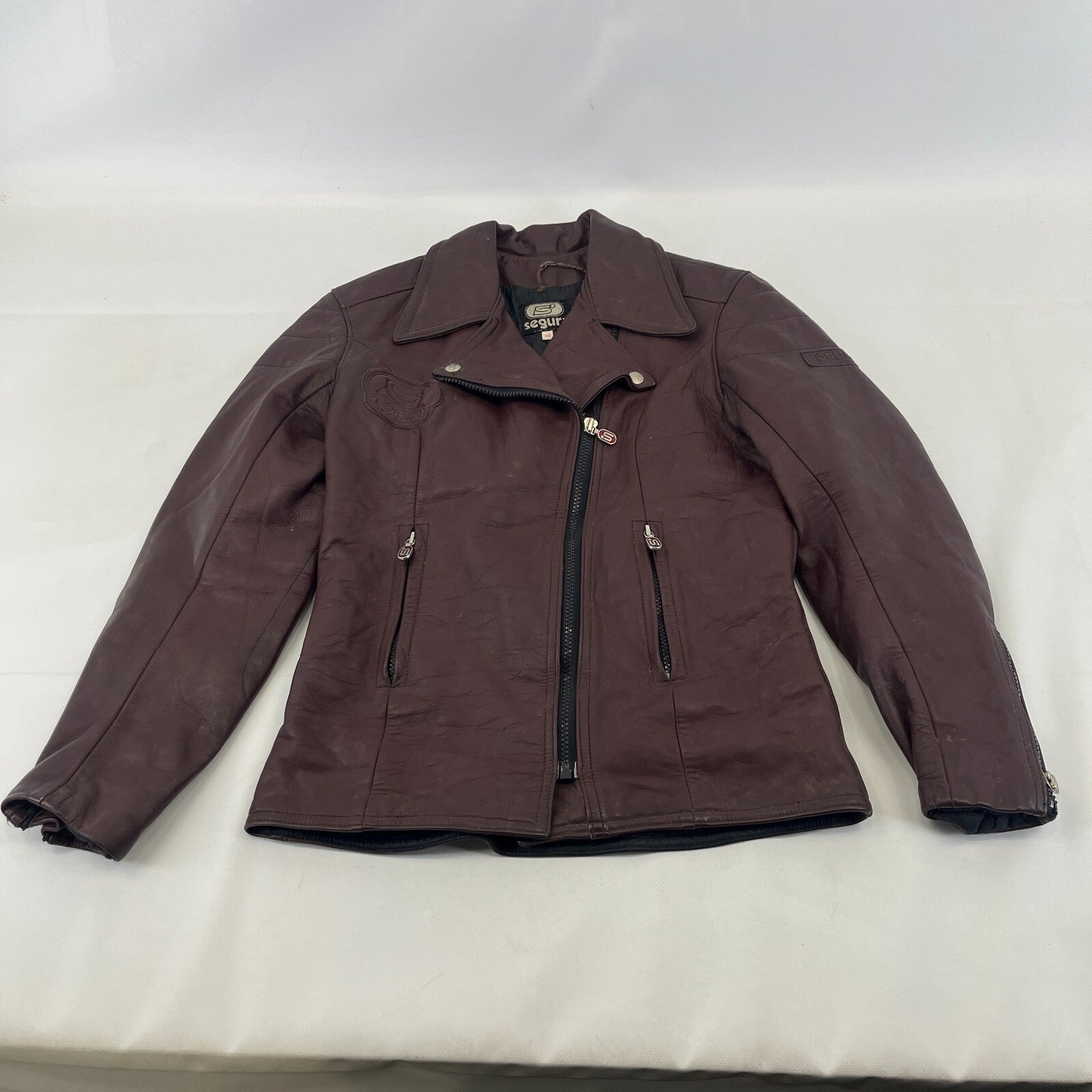 Segura Women's Vintage Leather Motorcycle Jacket in Oxblood Red size 8