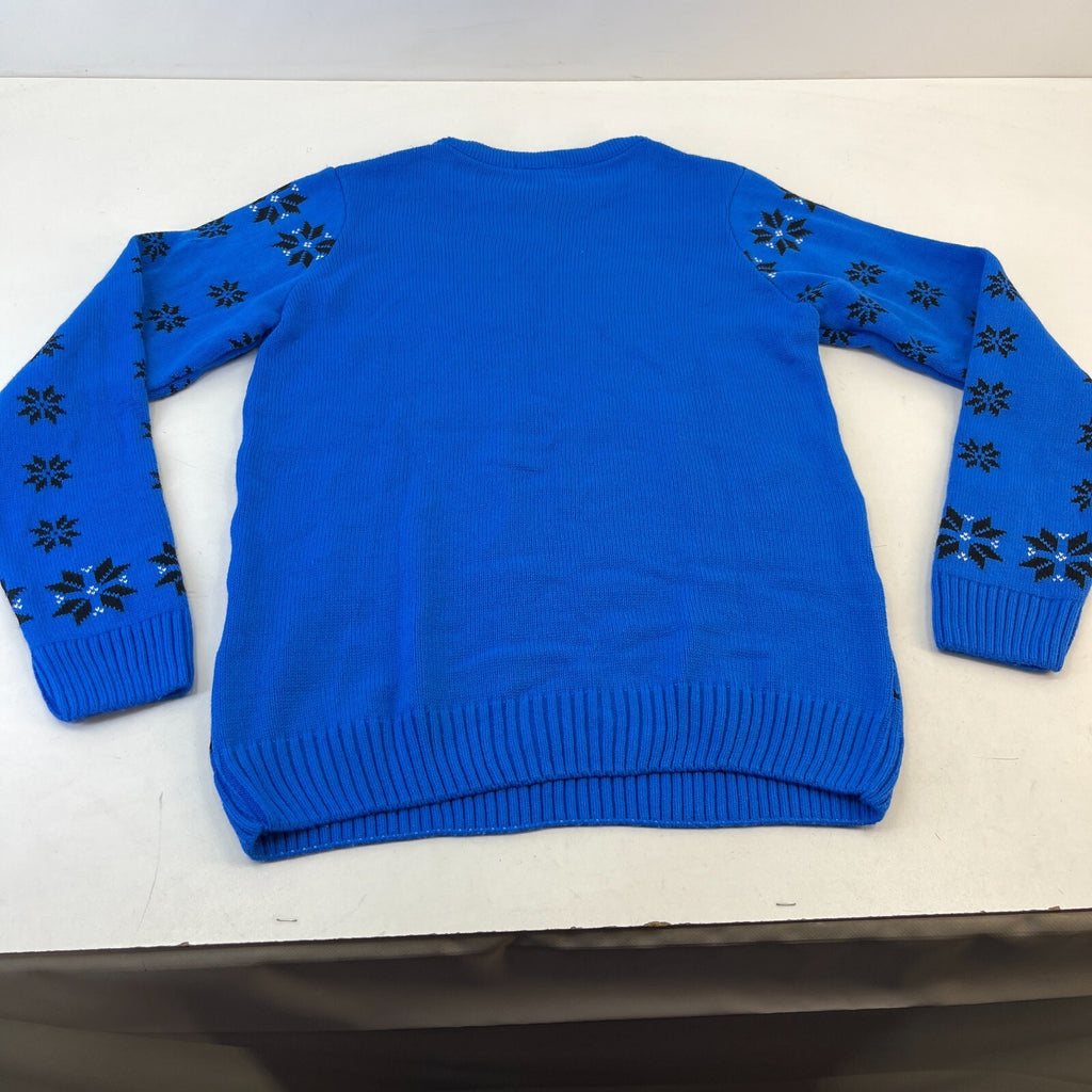Pout Long Sleeve Christmas Knitted Jumper Santa Penguin Blue size Small
