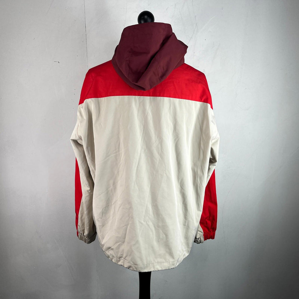 Levi's Waterproof Windbreaker Jacket Coat Mens size M Oversized Beige/Red Hooded