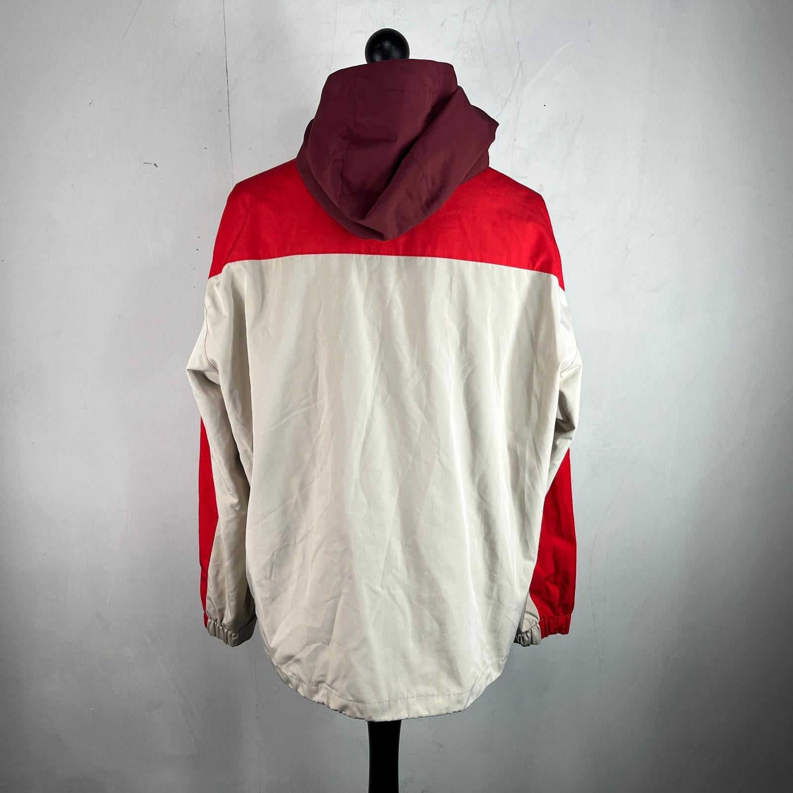 Levi's Waterproof Windbreaker Jacket Coat Mens size M Oversized Beige/Red Hooded