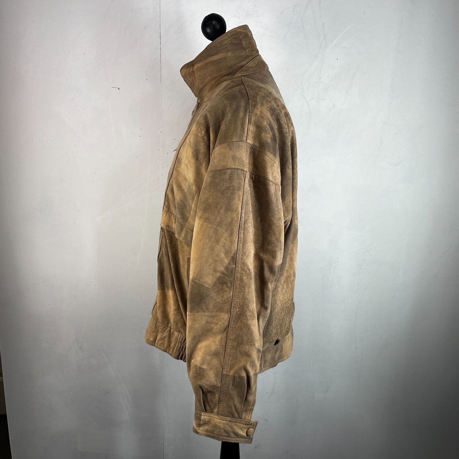 The Vali Collection Soft Leather Jacket 80s Brown Distressed Look size XL