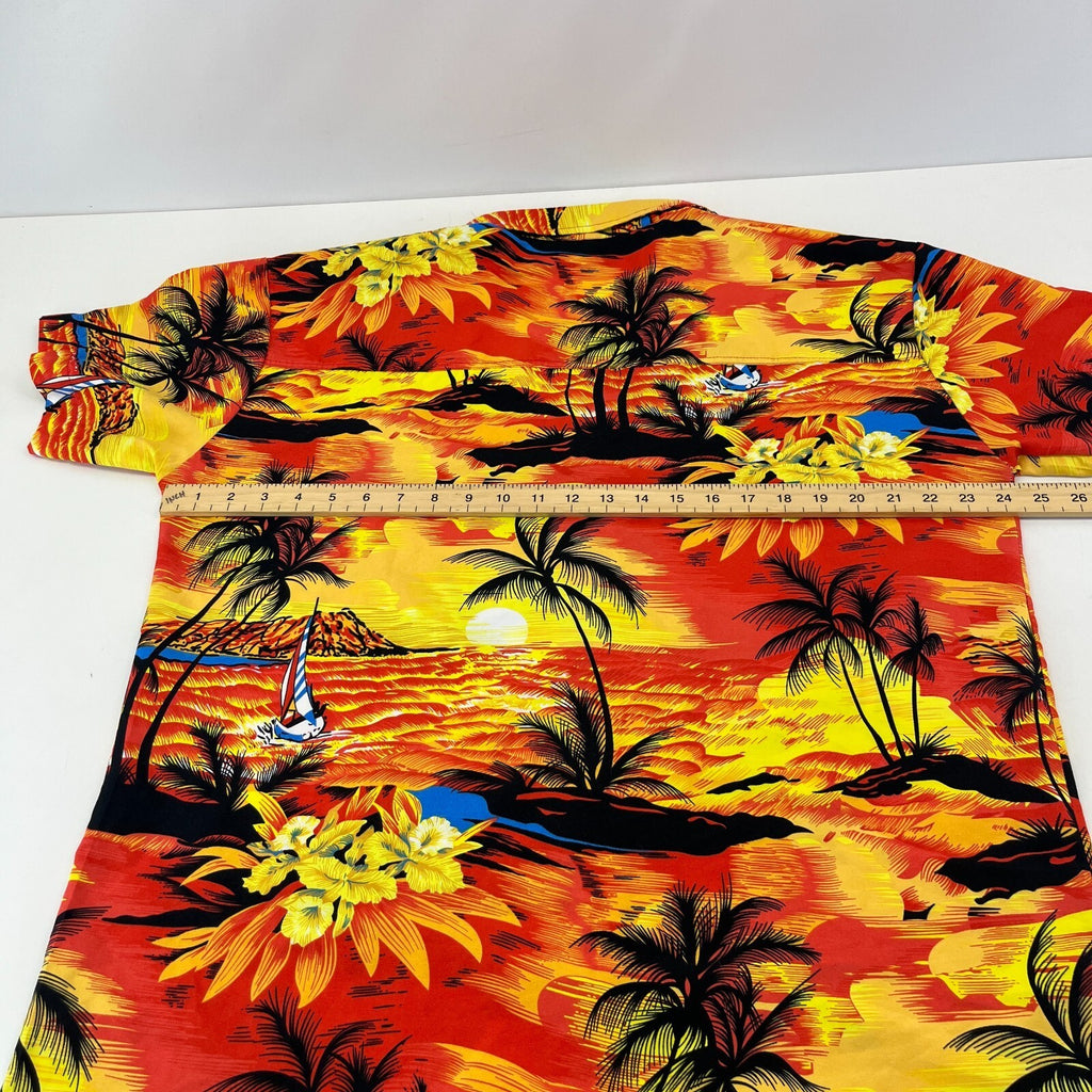 Fight the Wolf Mens Orange Hawaiian Shirt Design Short Sleeve Holiday size XL