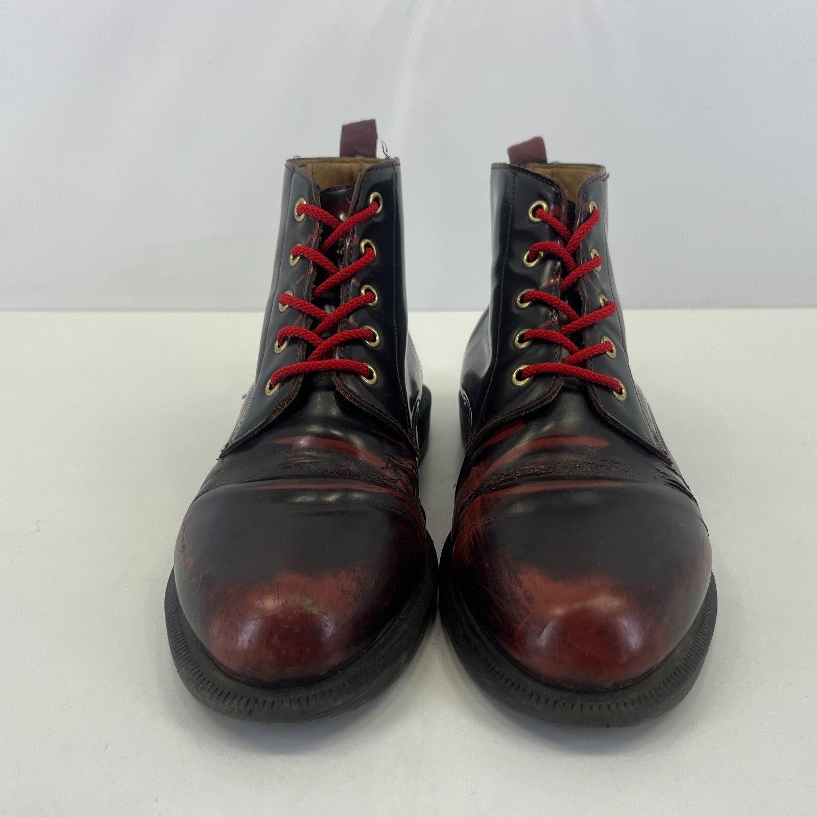 Dr Martens Emmeline Ankle Boots Cherry Red Oxblood Leather Lace Up UK size 7