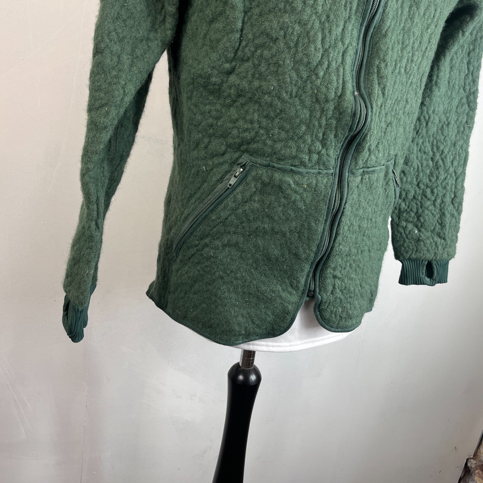 Vintage Dutch Army Fleece Jacket Olive Green size Medium