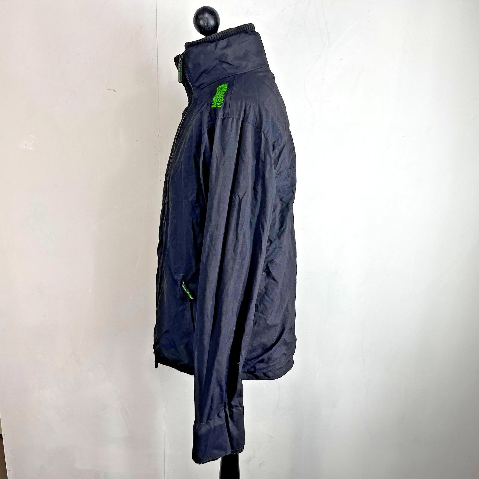 SuperDry Original Windcheater Jacket in Black/Green size XL Hooded