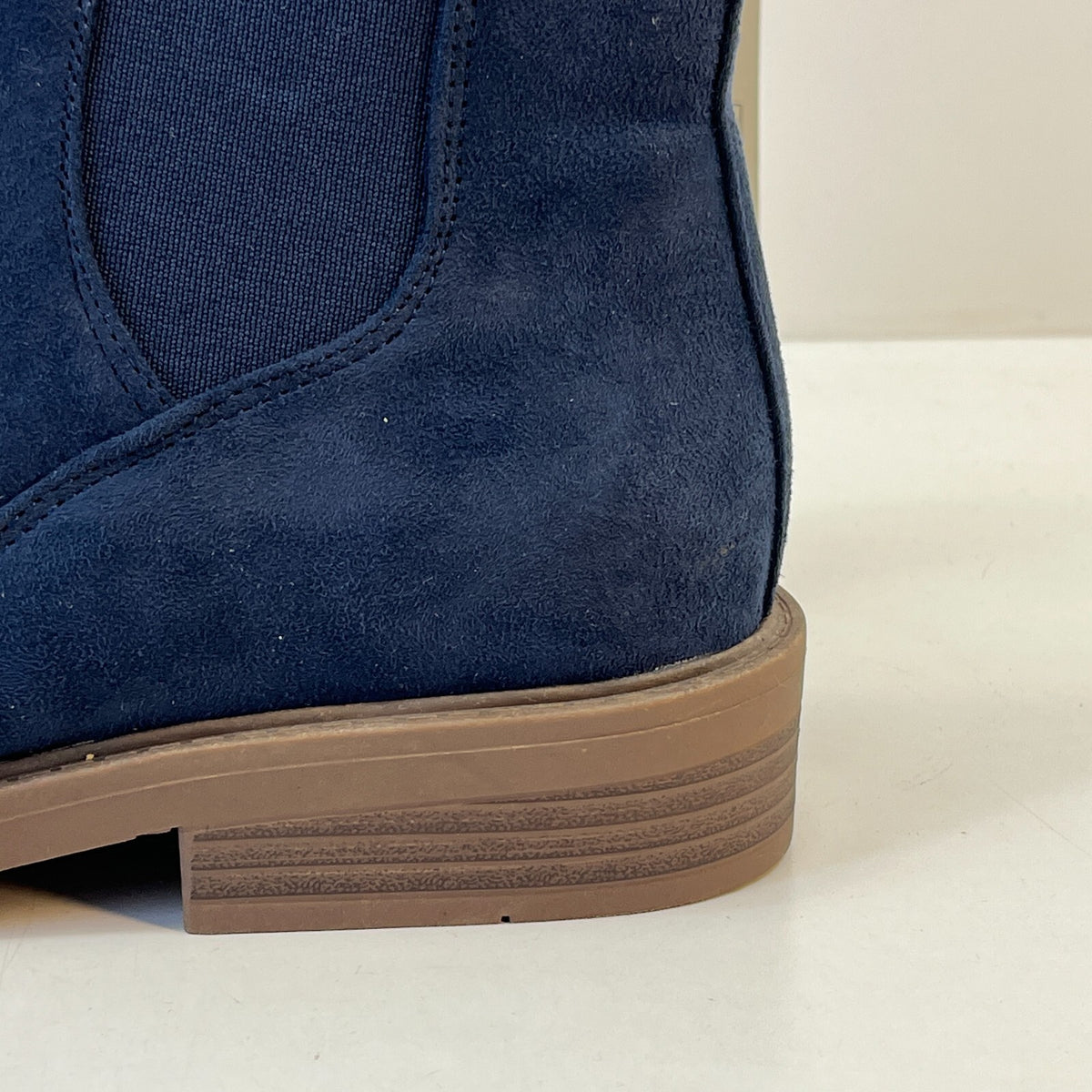 M&S Ladies Vegan Faux Suede Almond Toe Ankle Chelsea Boots Blue UK 6 EU 39.5