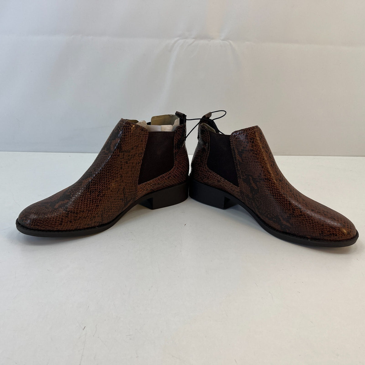 M&S Women’s Vegan Faux Snakeskin Almond Toe Ankle Chelsea Boots Brown UK 8 EU 42
