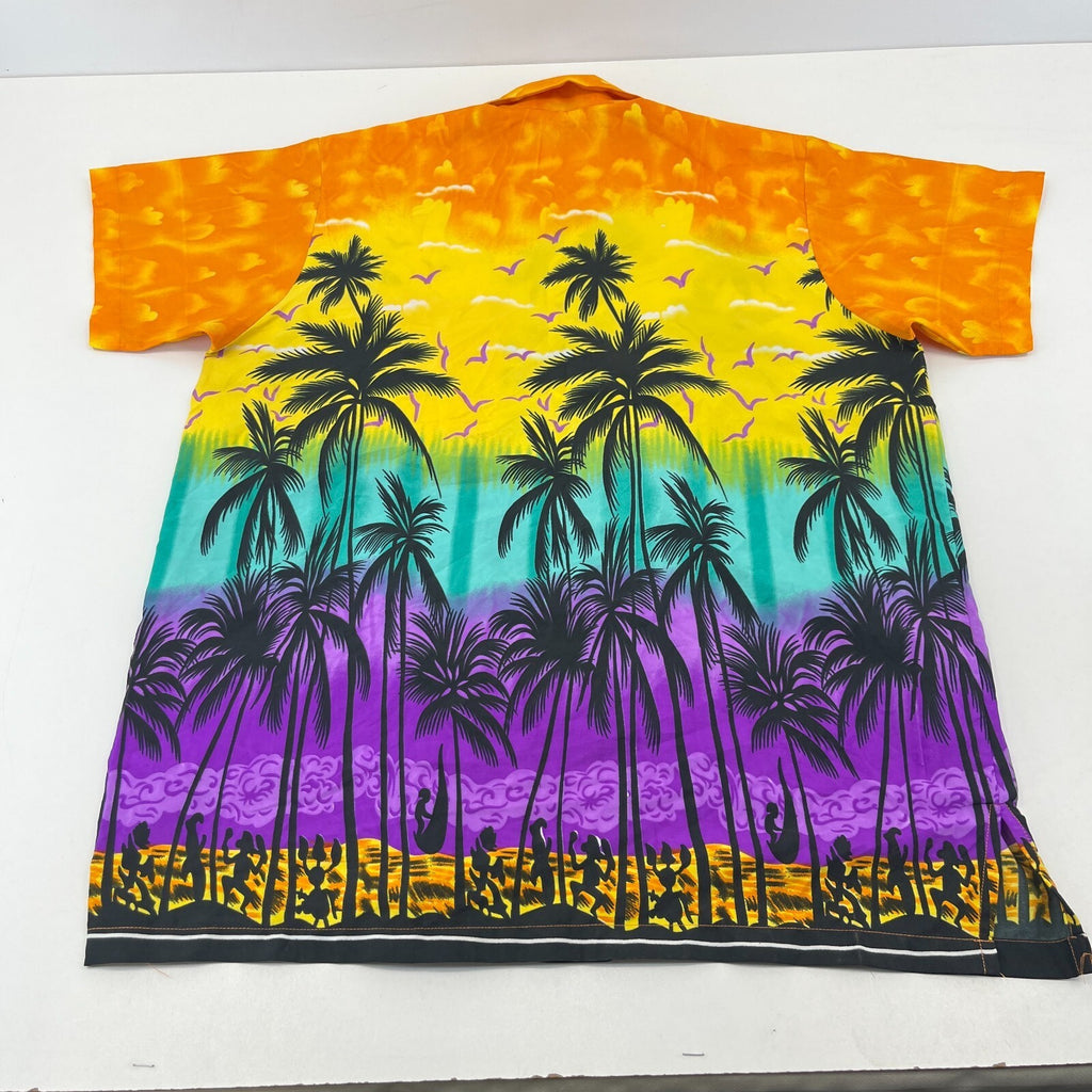 Palm Tree Mens Multicolour Hawaiian Shirt Designer Holiday Short Sleeve size M